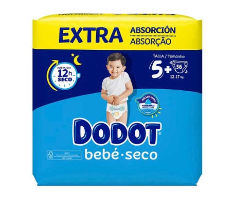 Dodot Couches Bébé Sèches Bébé Extra Taille 5+ 12-17kg 56uts