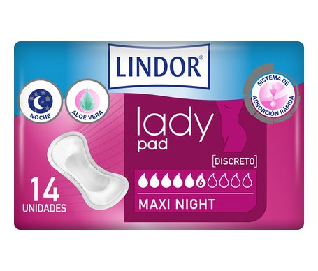 Lindor Lady Pad Maxi Night 14uds