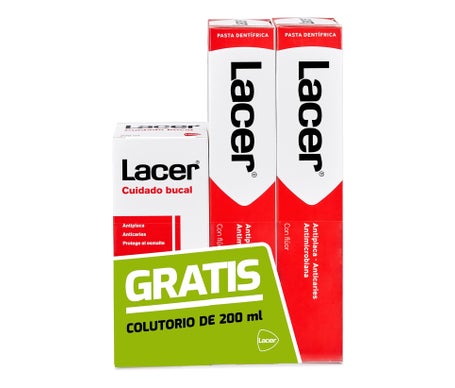Dentifrice Lacer 2x125ml+ Bain de bouche 200ml