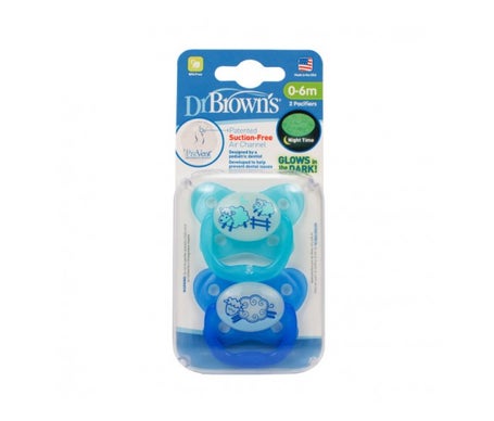 Dr Brown's Chupete Silicona Nocturno 0 a 6 Meses Azul 2uds