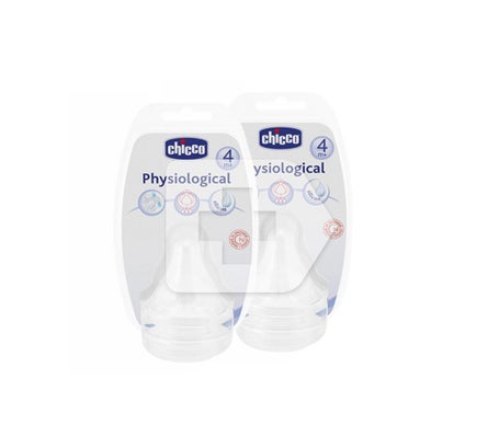 CHICCO ? T&eacute;tine silicone physiologique + 4m 2uds 2uds