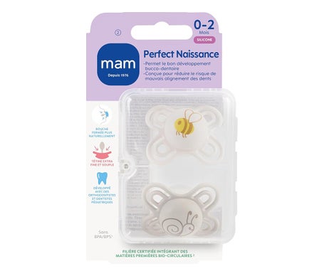 Mam Perfect Naissance Sucette Silicone 0-2 Mois 2 Unités