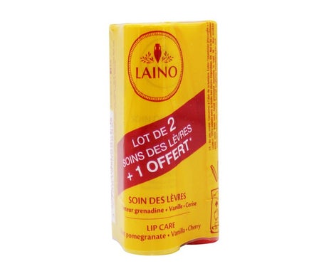 Laino Trio Stick à Lèvres Grenade Vanille Cerise 3x4g