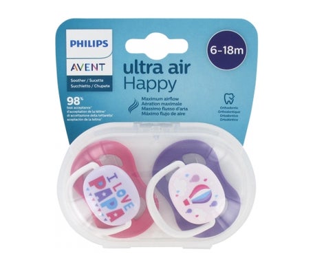 Philips Avent Sucette Ultra Air I Love Papa 6-18m 2uts