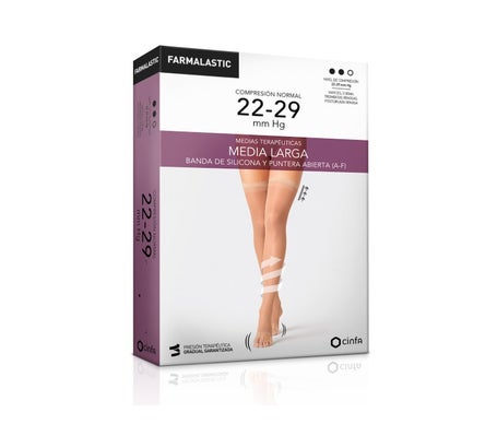 Farmalastic Bas Long Compression Normale Orteil Ouvert Noir TM