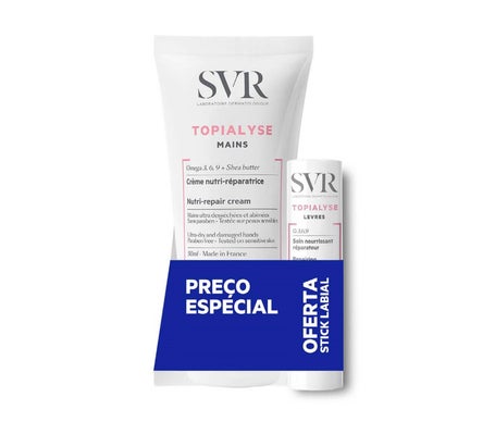 SVR Pack Topialyse Crème Mains 2x50ml + Stick à Lèvres 4g