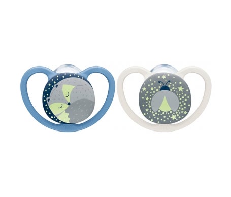 Nuk Pack Silicona Chupete Space Night 18-36m Niño 2uds