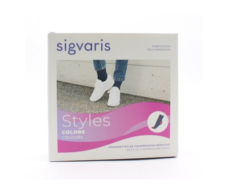 Sigvaris Styles Colors Chaussette 2 Femme Noir Turq TSL 1 Paire