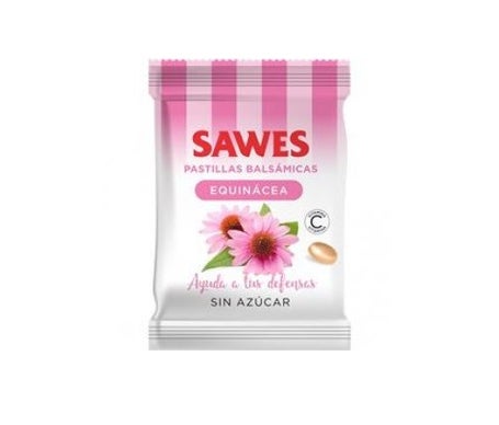 Sawes Comprimés balsamiques sans sucre aromatisés à l'échinacée avec vitamine C en sachet de 50g
