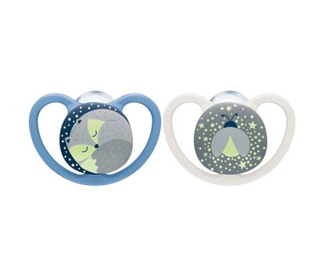 Nuk Silicone Sucettes Space Nuit 6-18M Garc 2uts