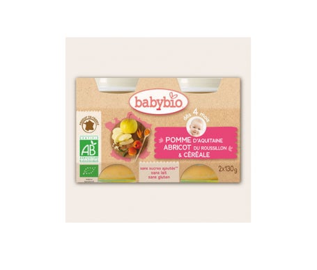 Babybio Petits Pots Pomme Abricot Céréales Bio dès 4 mois 2x130g