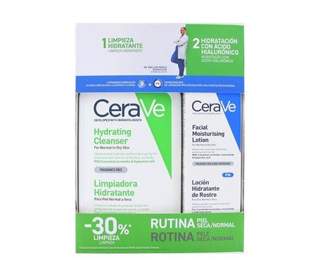CeraVe Routine Peaux Sèches Normales Pack Nettoyant + Lotion Hydratante