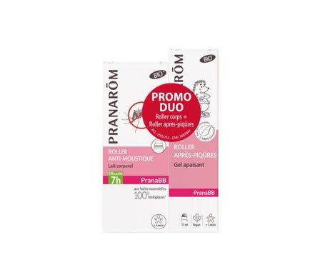 Pranarôm Pranabb Roller Anti-moustiques Lait Corporel 30ml + Roller Après-Piqûres Gel Apaisant 15ml