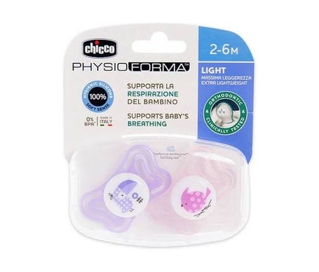 Rose Chicco Sucette Silicone Physio Light Orthodontique 2-6M 2Uts Taille 2