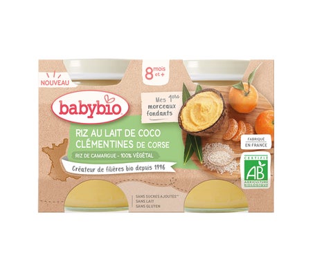 BabyBio Arroz Leche de Coco Clementinas Corsas +8m 2x130g