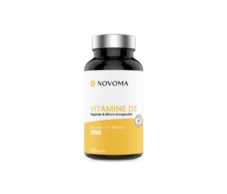 Novoma Vitamine D3 2000 Ui/J, Vitamine D Naturelle Micro-EncapsuléE - Haute Absorption, SystèMe Immunitaire, Santé Des Os & Muscles, Cure De 2 Mois, 120 GéLules, Fabriqué En France-image