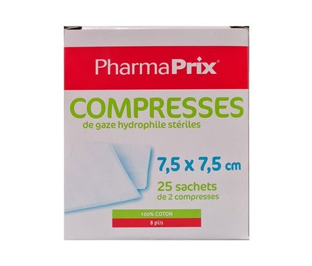 Pharmaprix Compresses Gaze Stériles 7,5x75cm 50 Sachets