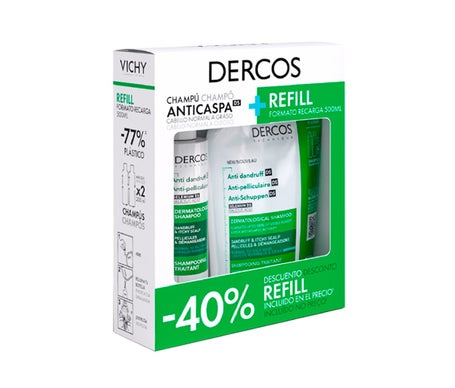 Vichy Dercos Champú Anticaspa Cabello Normal a Graso 390ml + Recarga 390ml
