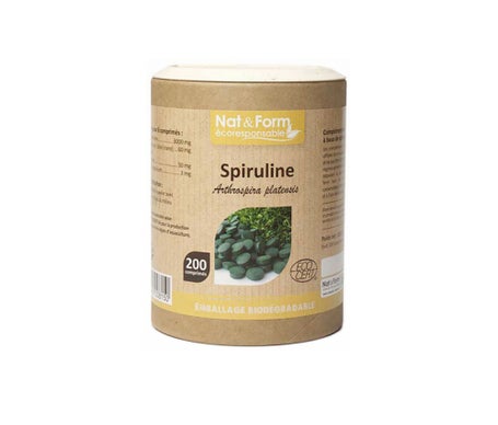 Nat & Form Spiruline Bio Végan Tonus 200 Gélules