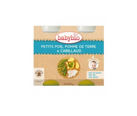 Babybio Petits Pots Menu Légumes & Cabillaud Bio dès 8 mois 200g lot de 2