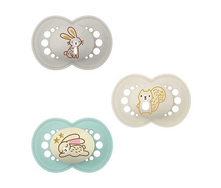 Mam Lot De 3 Sucettes Originales Day & Night Avec TéTine En Silicone Skinsofttm Ultra Douce Pour BéBé 6 Mois Neutre - ModèLes AléAtoire-image