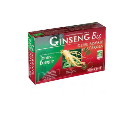Super Diet Ginseng Gelée Royale Acerola Bio 20 ampoules de 15ml