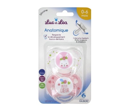 Luc et Léa Sucettes Anatomiques Silicone 0-6 Mois 2 Unités