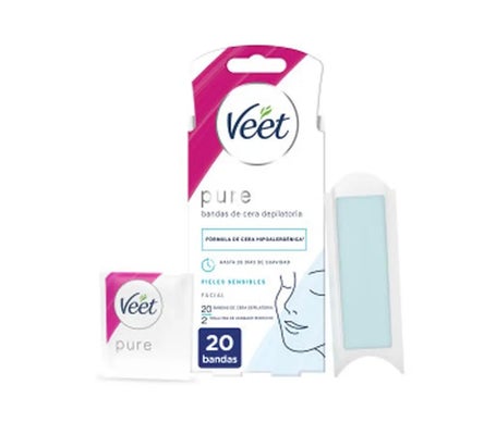 Veet Pure Bandas de Cera Depilatoria Facial Piel Sensible 20uds