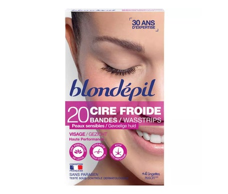 Blondépil Bandes Cire Froide Visage 20 Bandes