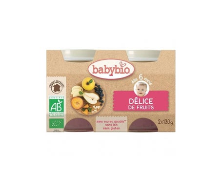 Babybio Petits Pots Délice de Fruits Bio dès 4 mois 2x130g