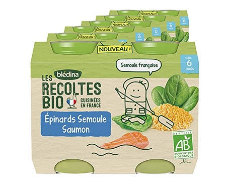 Blédina Pots bébé Epinards Semoule Saumon dès 6 mois 2x200g