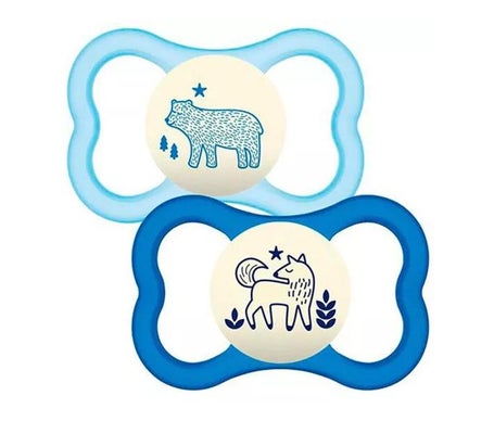 Baby Mam Air Night Sucette +6m Silicone Bleu 2uts