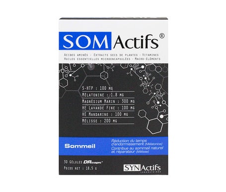 Somactifs - Complement Alimentaire Sommeil Adulte - Melatonine, MagnéSium Marin, ValéRiane, Huiles Essentielles - Aragan - 30 GéLules-image