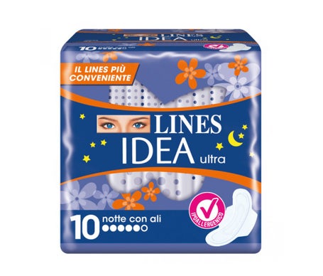 Lines Idea Assorbenti Ultra Nuit avec Ailes 10uts