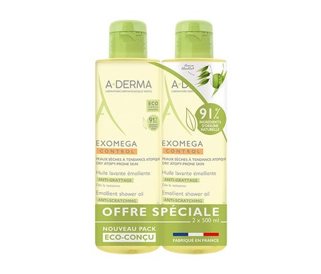 A-Derma Exomega Control Huile Lavante Émolliente 2x500ml