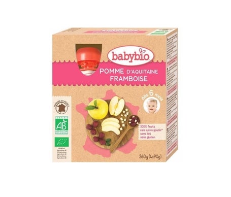 BabyBio Pomme Pomme Framboise Bio 4x90 gr