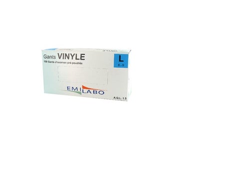 Emilabo Gants en Vinyle 8-9 Taille L 100uts