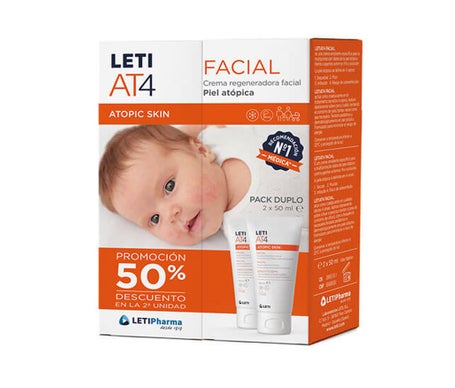 LetiAt4 Pack Crème Visage Atopique 50ml + 50ml