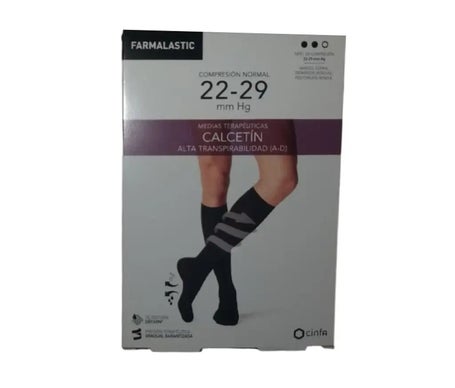 Farmalastic Chaussette Antibactérienne Compression Normale Taille XL Noir 1 Paire