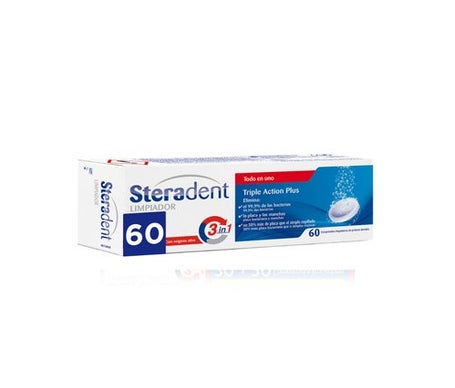 Steradent Triple Action Plus Limpiador Prótesis Dental 60comp