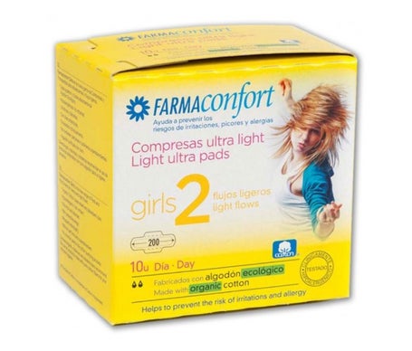 Farmaconfort Serviettes hygiéniques pour filles en coton ultra léger 2 jours 10uds