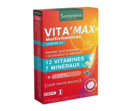 Santarome Vita'Max Junior 4+ Goût Fruits Rouges 30 Comprimés