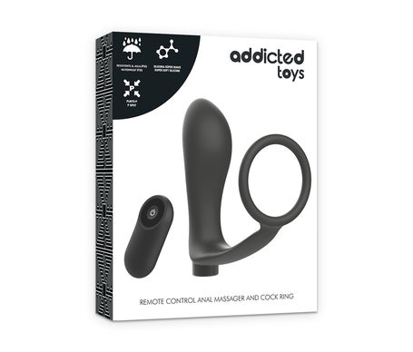 Addicted Toys Anneau avec Télécommande Rechargeable Noire Plug 1ut