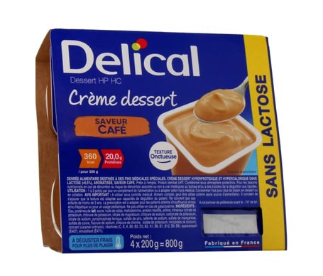 Delical Crème Dessert Hp HC Sans Lactose Café 4x200g