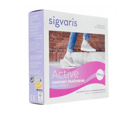 Sigvaris 2 Active Confort Fraicheur Chaussette F Écru ML 1 Paire