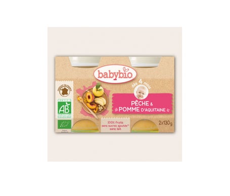 Babybio Petits Pots Pêche Pomme Bio dès 4 mois 2x130g