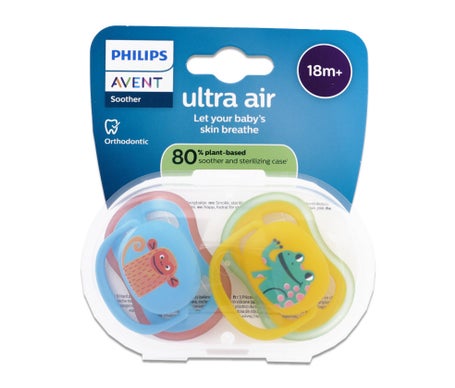 Philips Avent Eco UltAir Sucettes 18M+ Deco Bleu Jaune 2uts