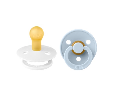 Bibs Round White-Baby Blue Taille 2 2uts