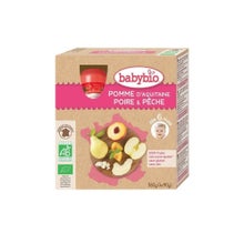 Babybio Mes fruits Gourde Pomme Poire Pêche Bio 6 mois 4x90g