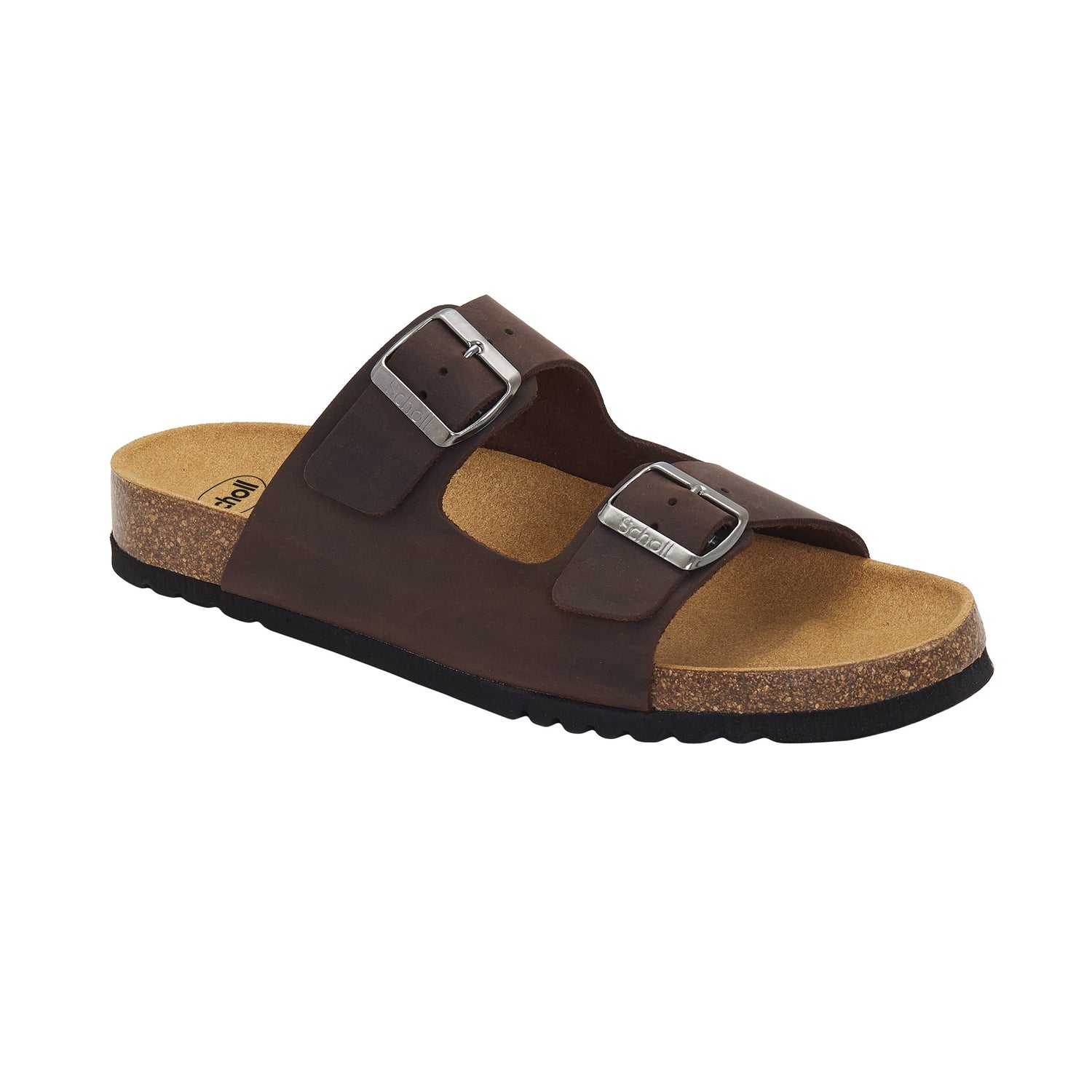 Scholl Gerry Sandali Uomo – Pelle Morbida Con Plantare Bioprint, Colore Nero
